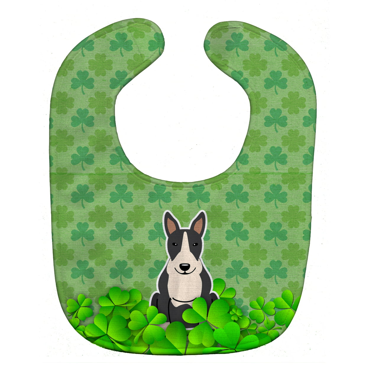 Bb6274bib Bull Terrier Black & White Shamrocks Baby Bib