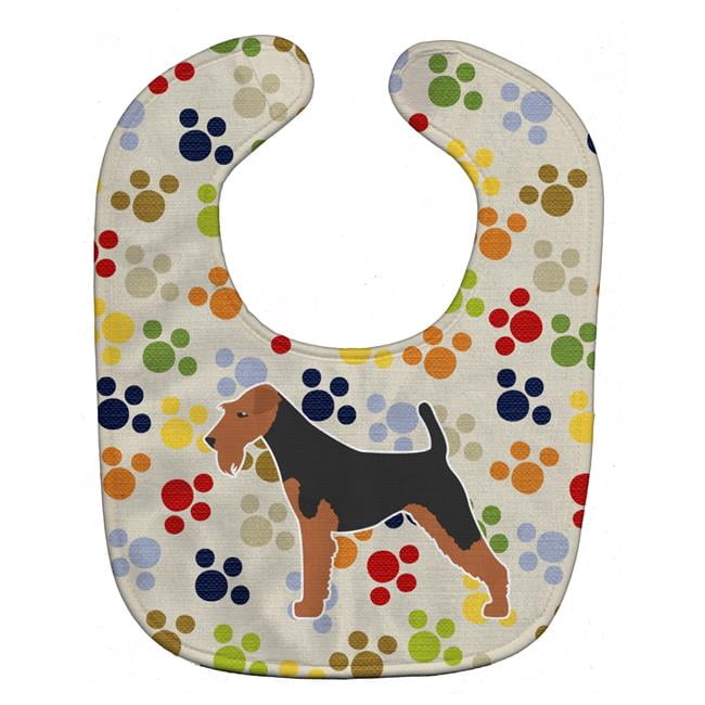 Bb6290bib Welsh Terrier Pawprints Baby Bib