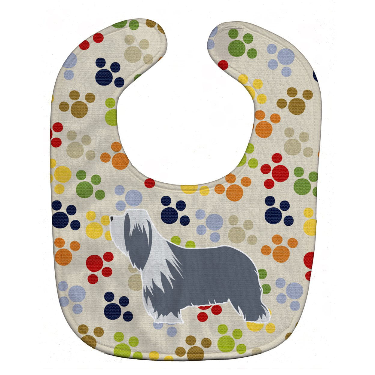 Bb6322bib Bearded Collie Pawprints Baby Bib