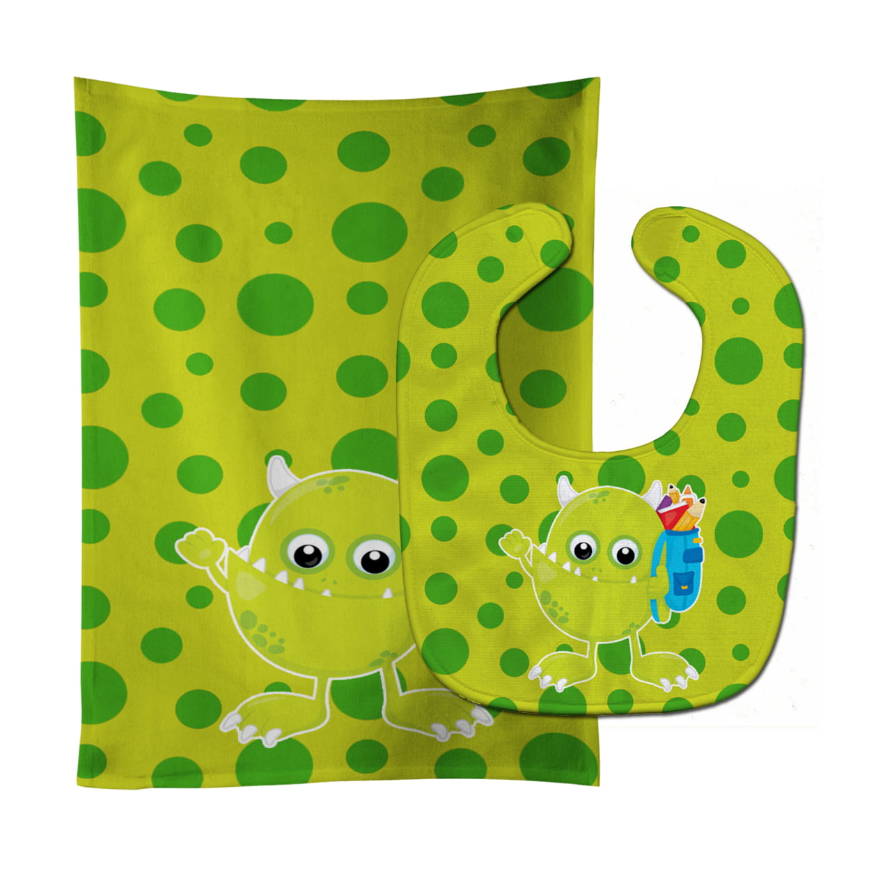 BB8863STBU Monster Green Baby Bib & Burp Cloth