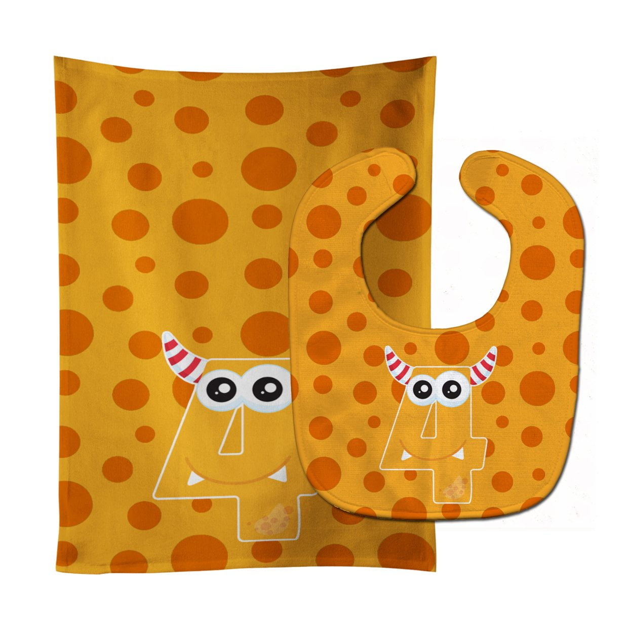 Monster Month 4 Baby Bib & Burp Cloth