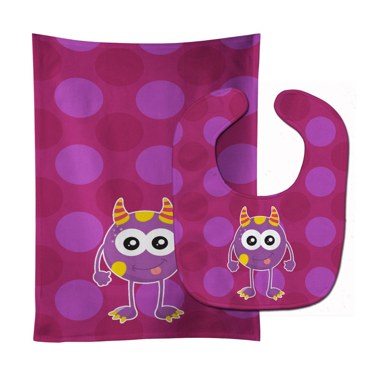 Monster Purple Baby Bib & Burp Cloth