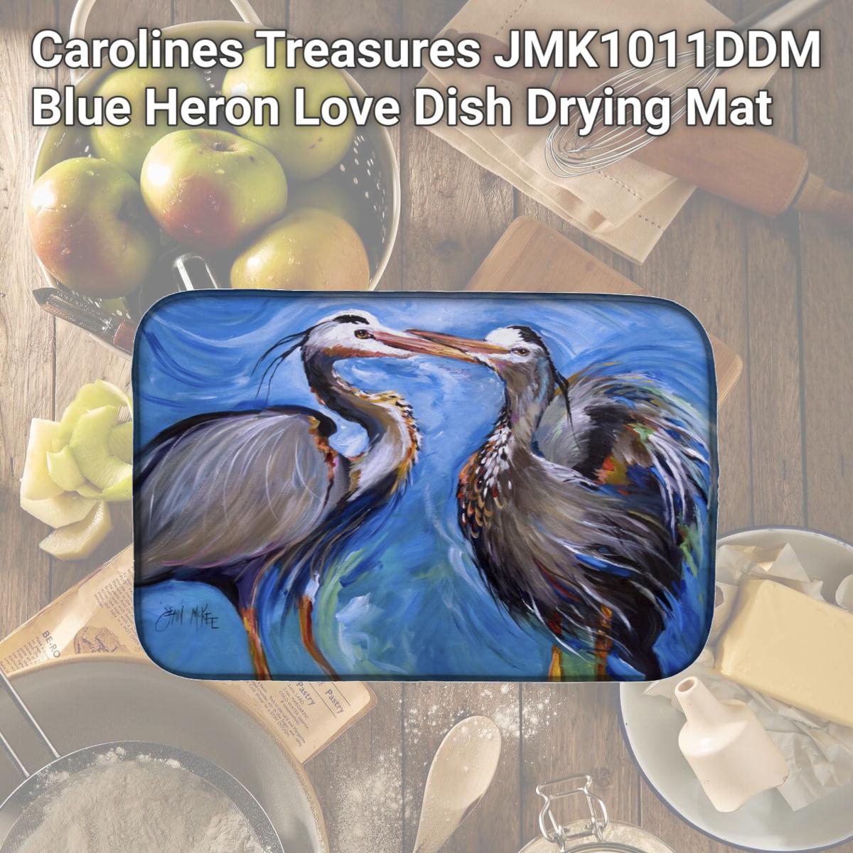 Picture of Carolines Treasures JMK1011DDM Blue Heron Love Dish Drying Mat