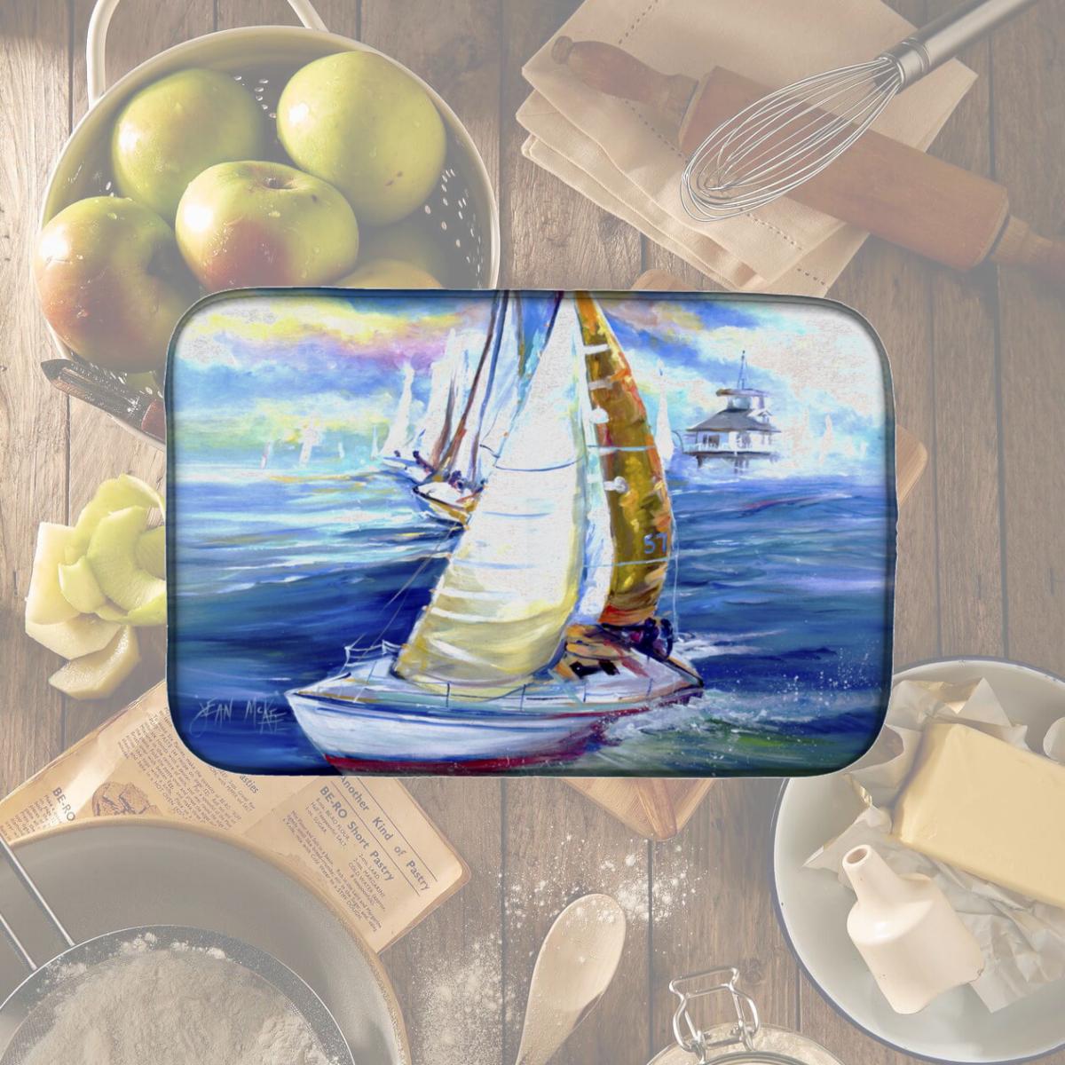Picture of Carolines Treasures JMK1073DDM Rock My Boat Sailboats Dish Drying Mat