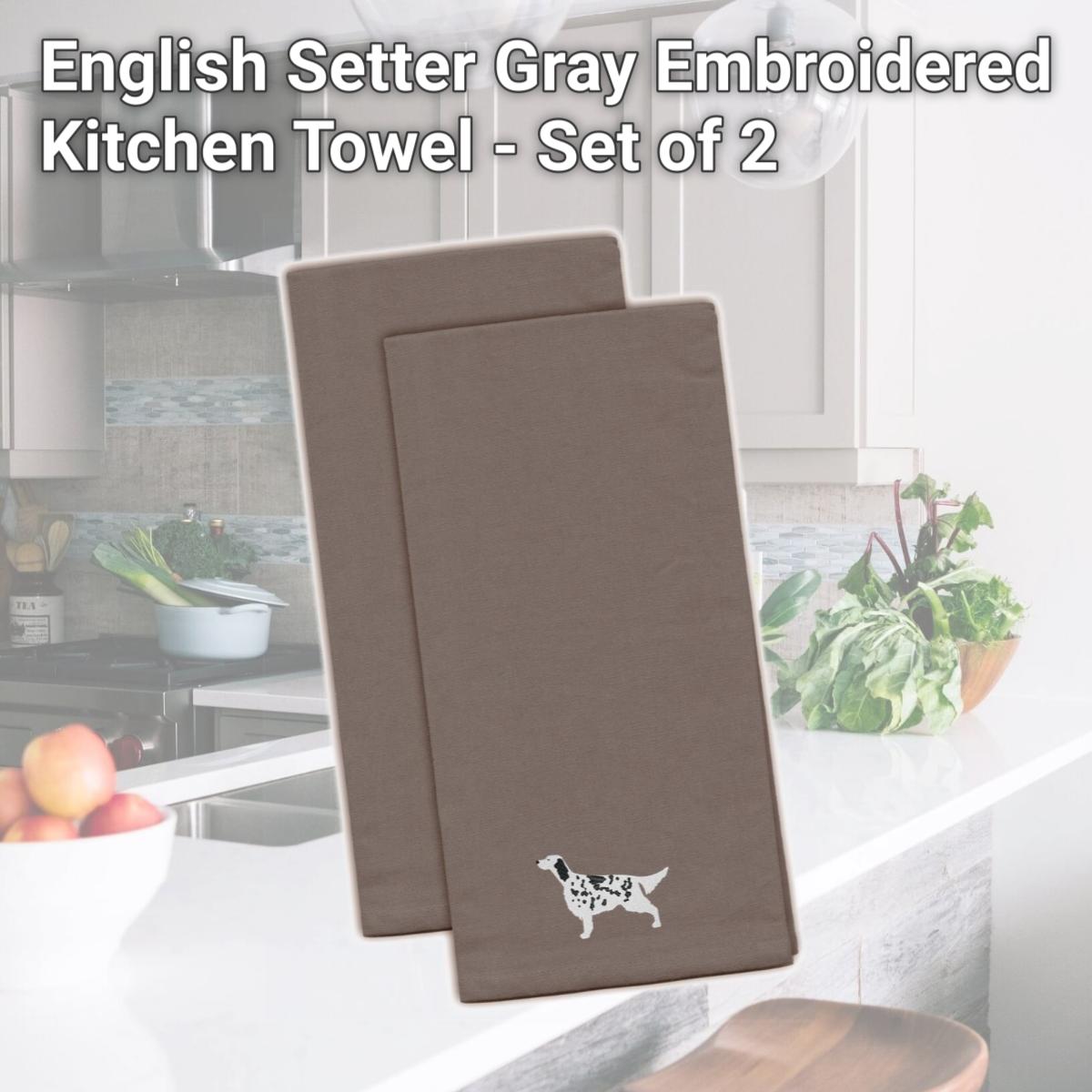 Picture of Carolines Treasures BB3381GYTWE English Setter Gray Embroidered Kitchen Towel - Set of 2