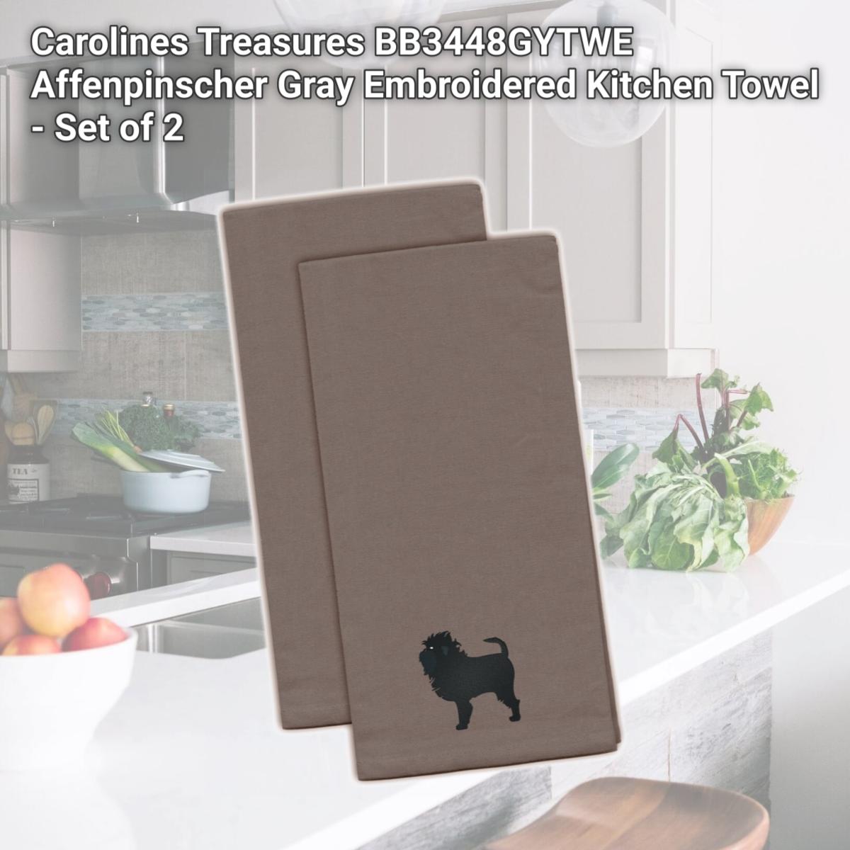Picture of Carolines Treasures BB3448GYTWE Affenpinscher Gray Embroidered Kitchen Towel - Set of 2