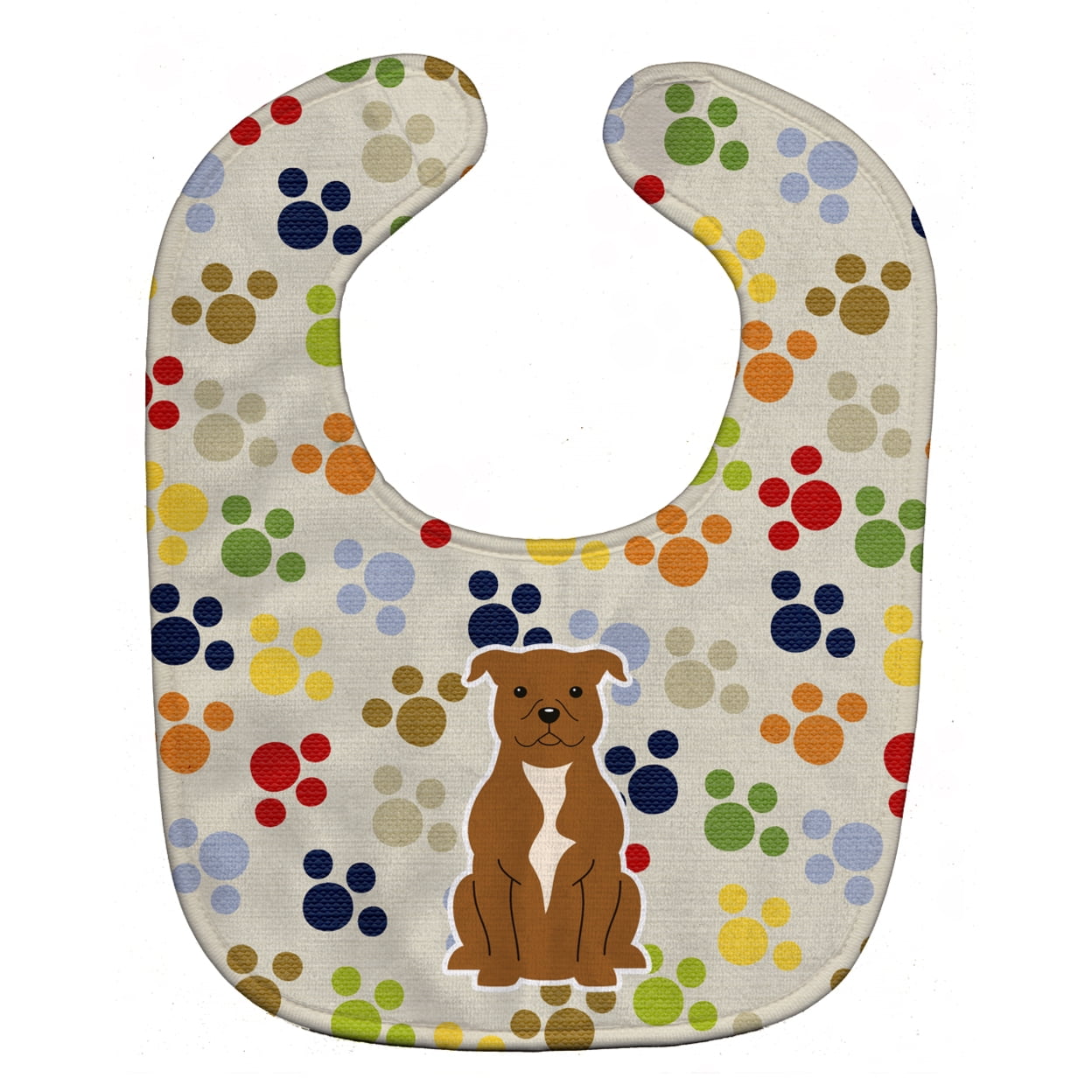 Bb5876bib Pawprints Staffordshire Bull Terrier Brown Baby Bib