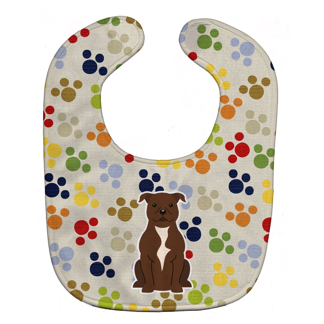 Bb5877bib Pawprints Staffordshire Bull Terrier Chocolate Baby Bib