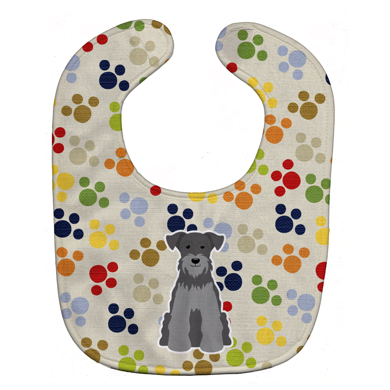 Bb5881bib Pawprints Miniature Schanuzer Black Silver Baby Bib