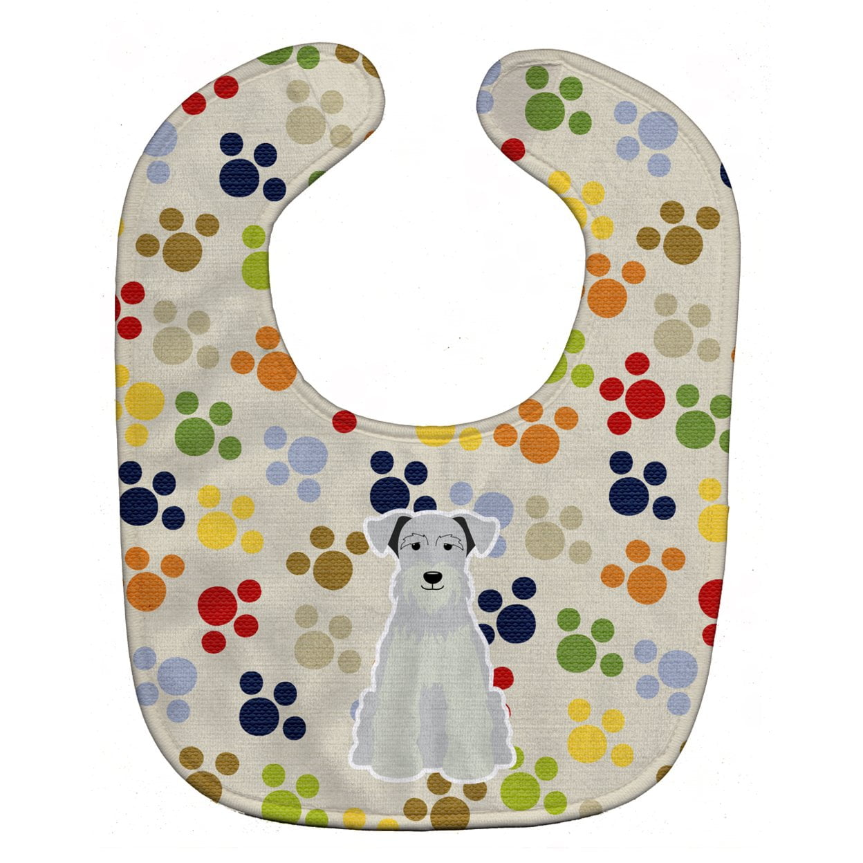 Pawprints Miniature Schanuzer White Baby Bib