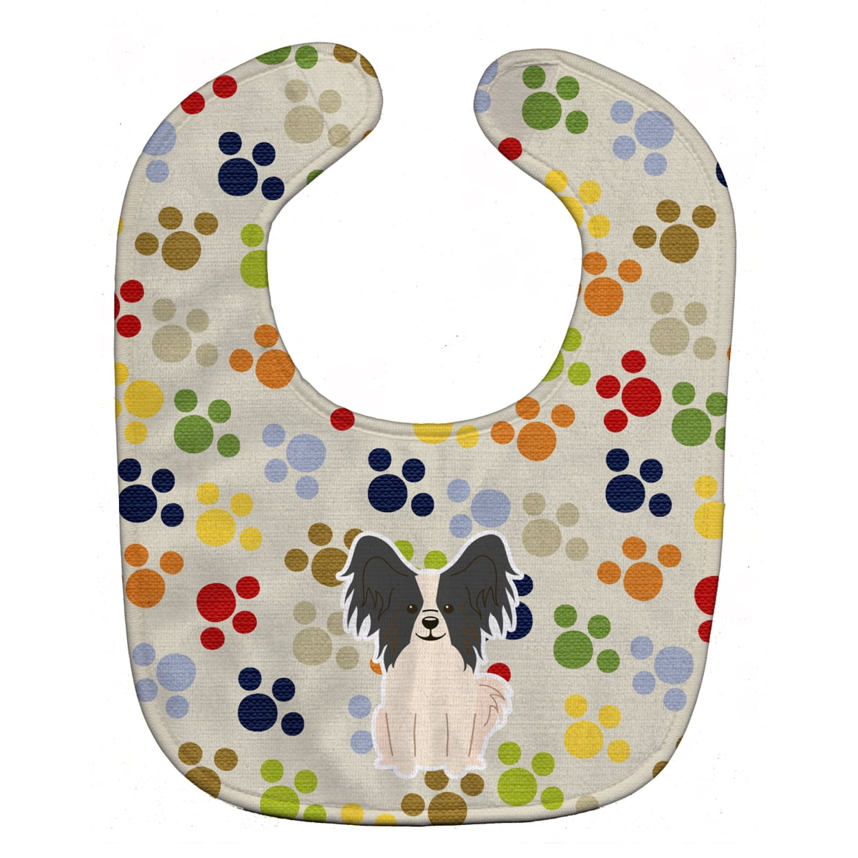 Bb5905bib Pawprints Papillon Black & White Baby Bib