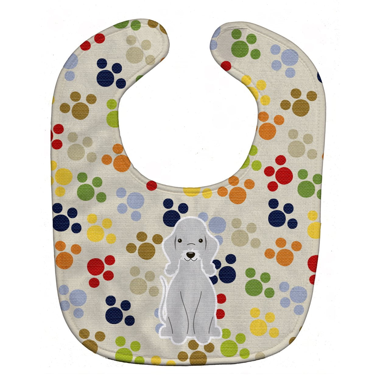 Bb5919bib Pawprints Bedlington Terrier Blue Baby Bib