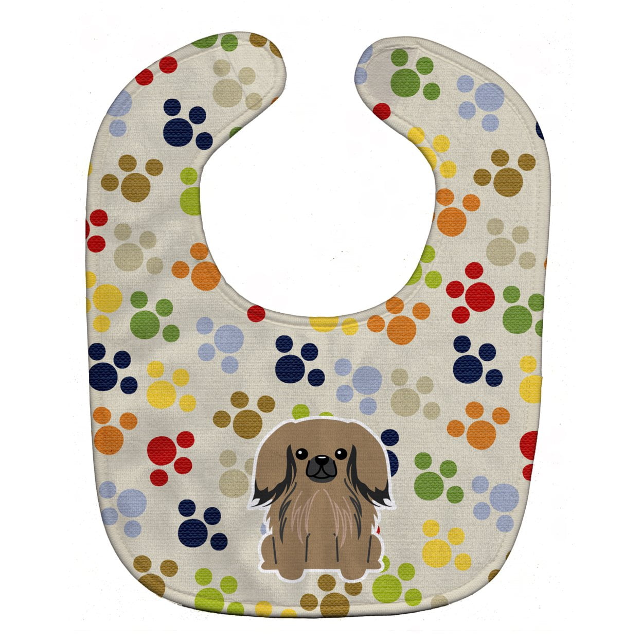 Bb5931bib Pawprints Pekingnese Tan Baby Bib