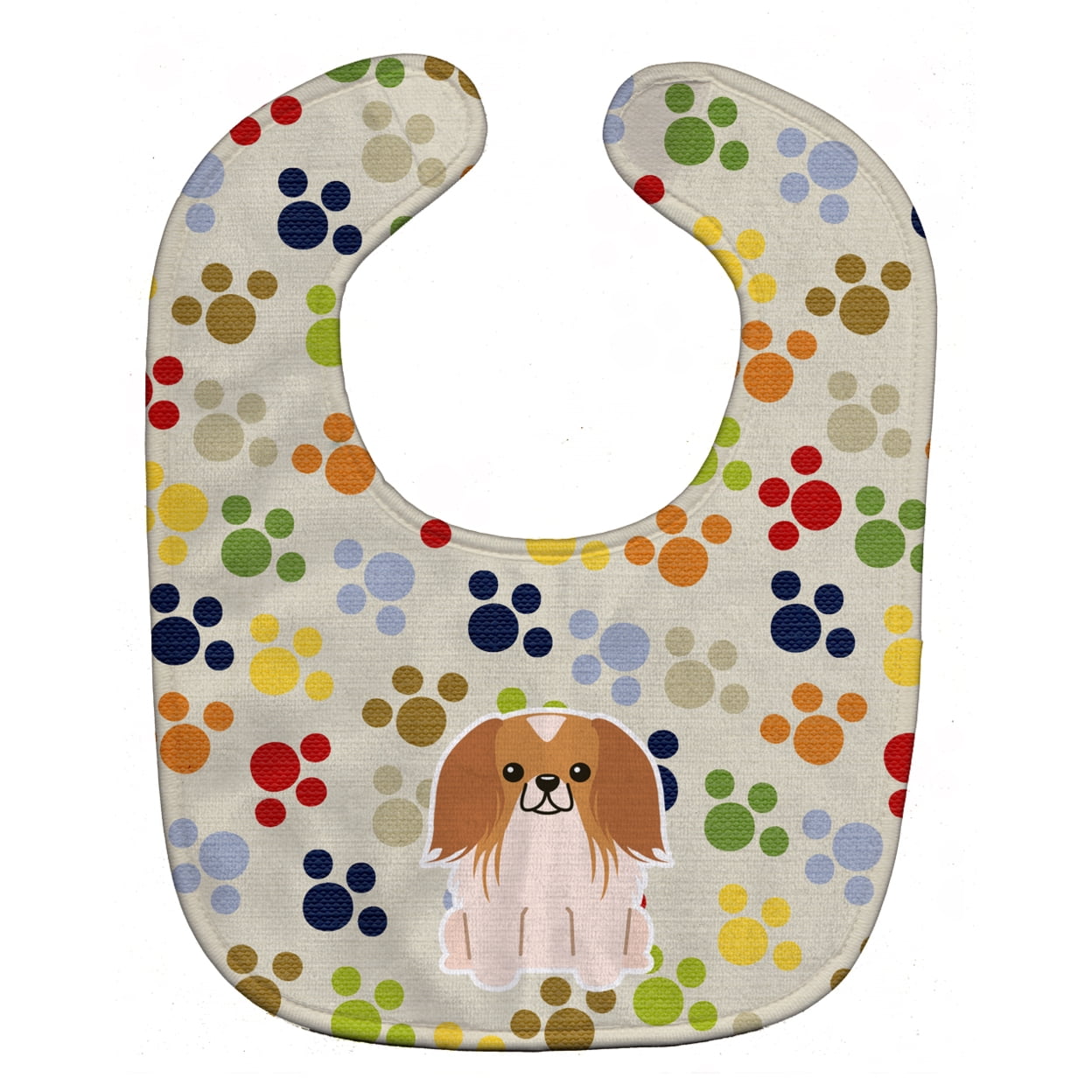 Bb5932bib Pawprints Pekingnese Red White Baby Bib