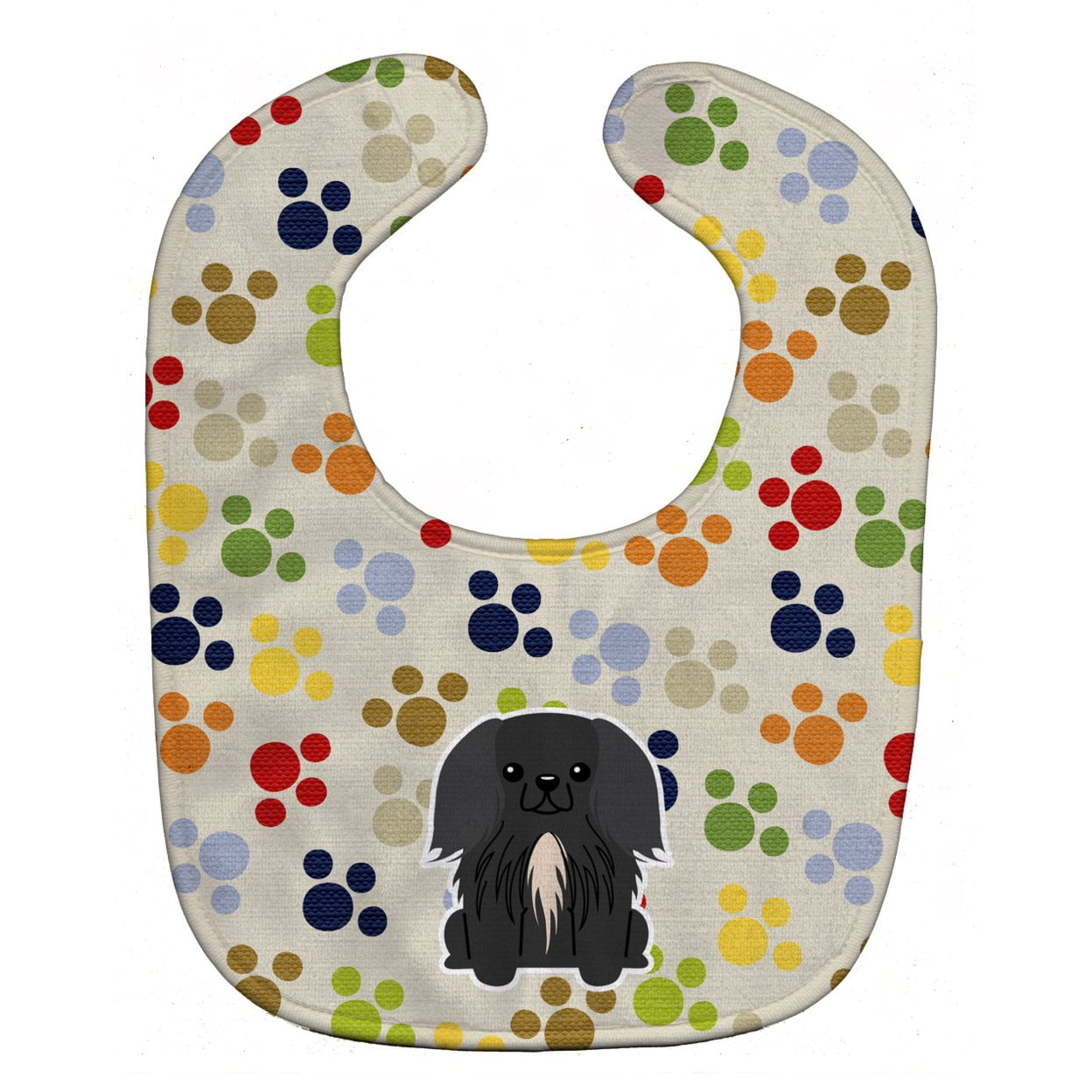 Bb5936bib Pawprints Pekingnese Black Baby Bib