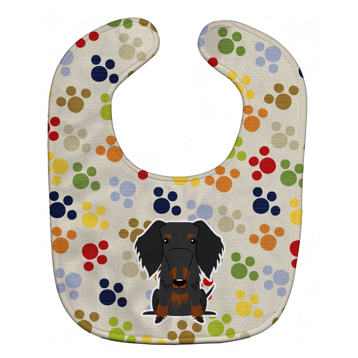 Bb5956bib Pawprints Wire Haired Dachshund Black Tan Baby Bib