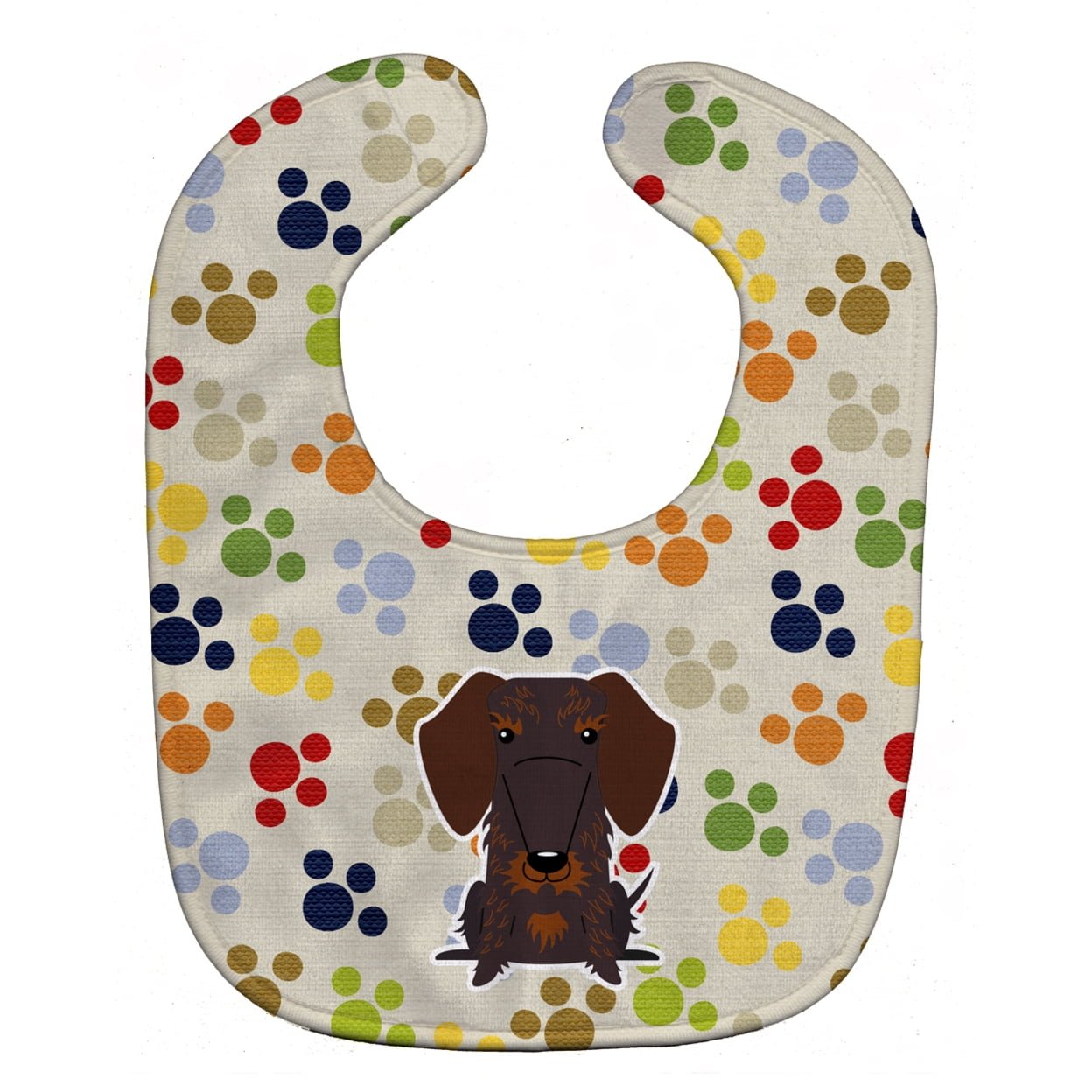 Bb5958bib Pawprints Wire Haired Dachshund Chocolate Baby Bib