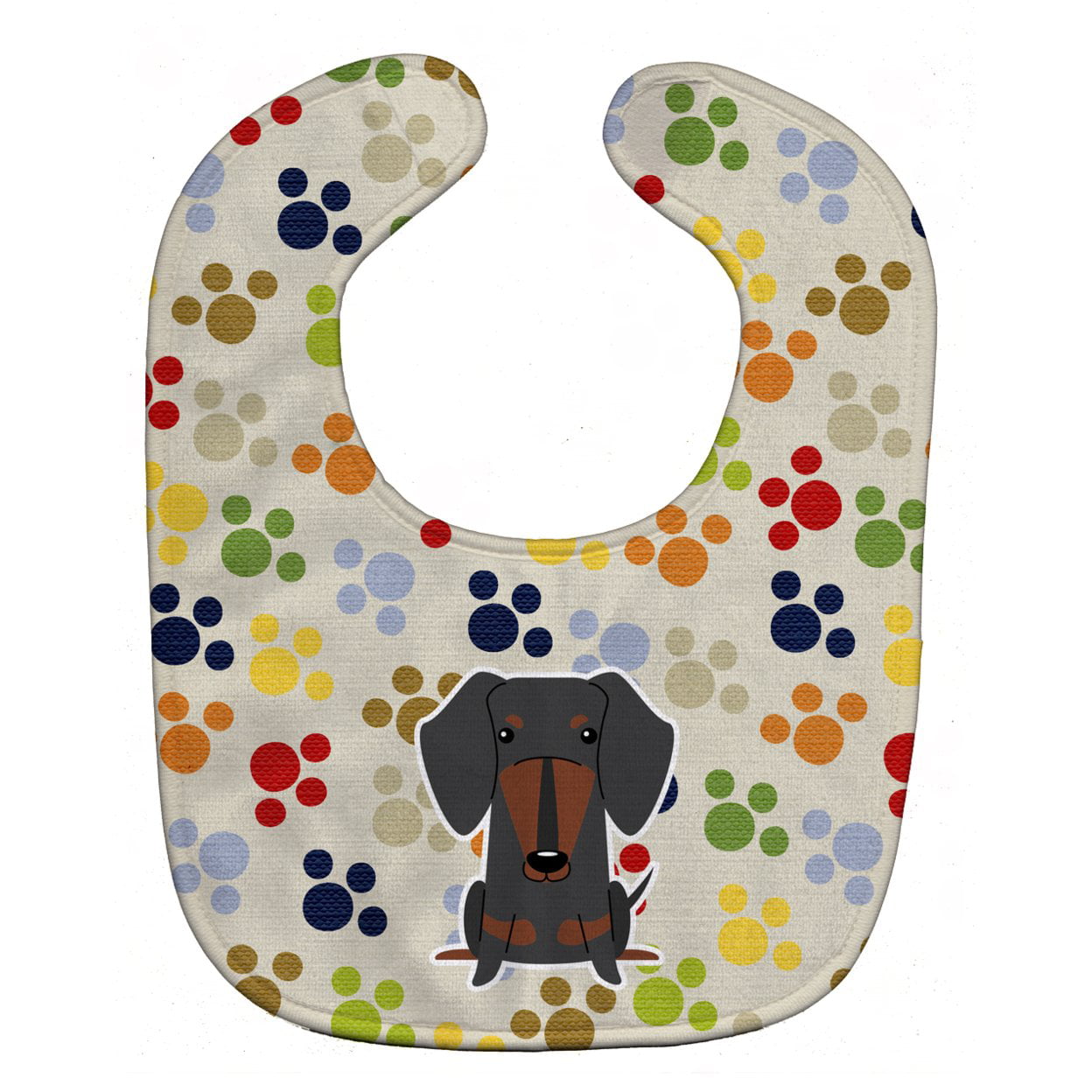 Bb5961bib Pawprints Dachshund Black Tan Baby Bib