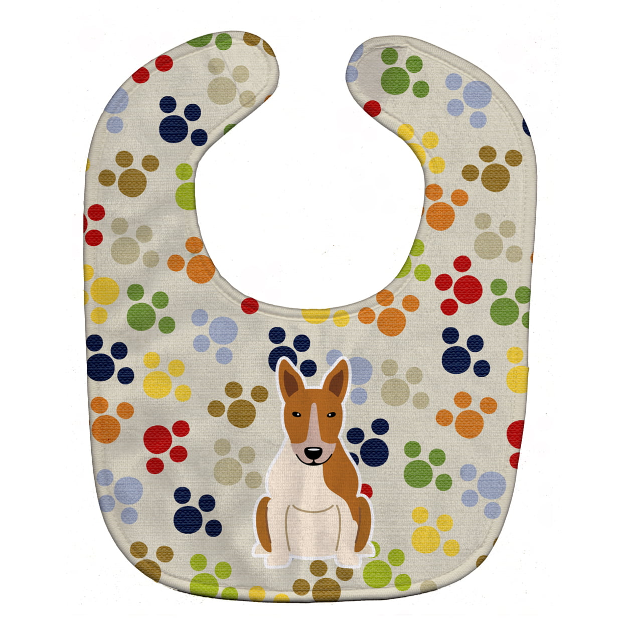 Bb5964bib Pawprints Bull Terrier Red White Baby Bib