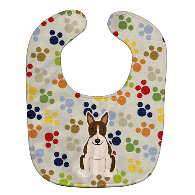 Bb5965bib Pawprints Bull Terrier Dark Brindle Baby Bib