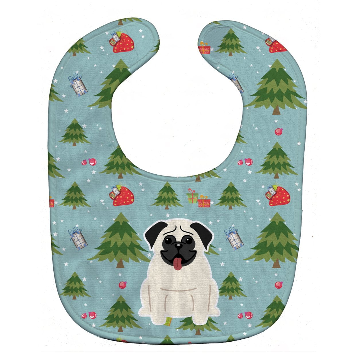 Bb4664bib Christmas Pug Cream Baby Bib