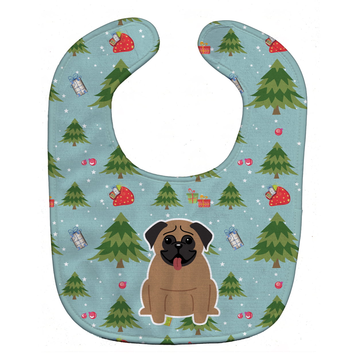 Bb4665bib Christmas Pug Brown Baby Bib