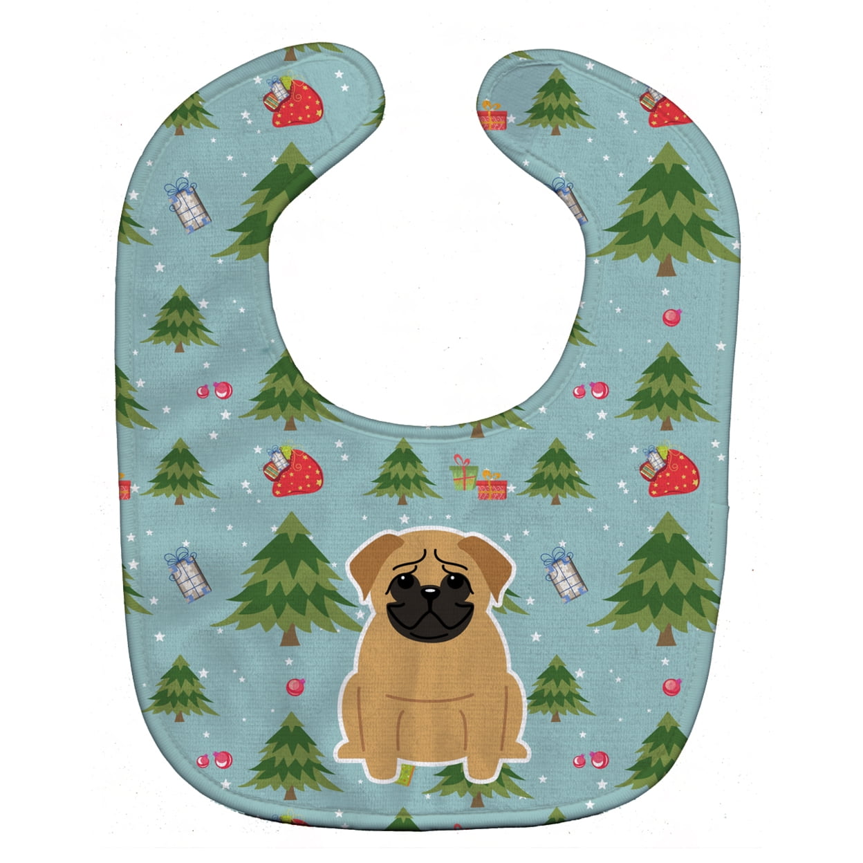 Bb4667bib Christmas Pug Brown Baby Bib