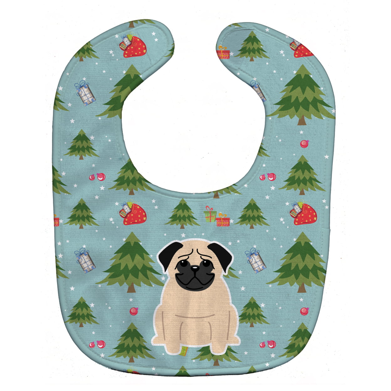 Bb4668bib Christmas Pug Fawn Baby Bib