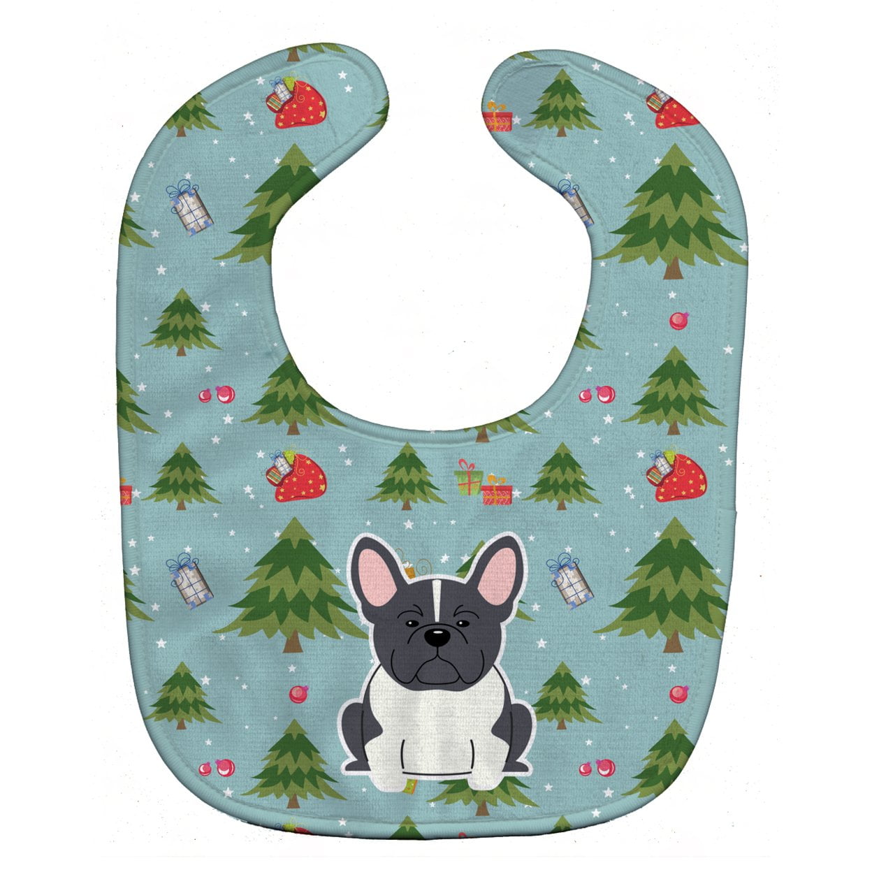 Bb4672bib Christmas French Bulldog Black & White Baby Bib