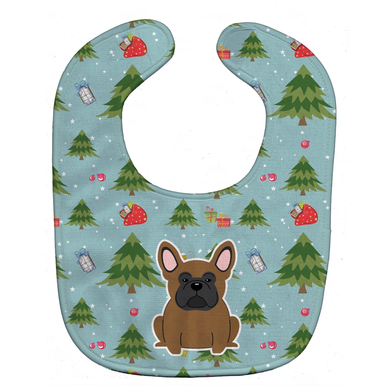 Bb4673bib Christmas French Bulldog Brown Baby Bib