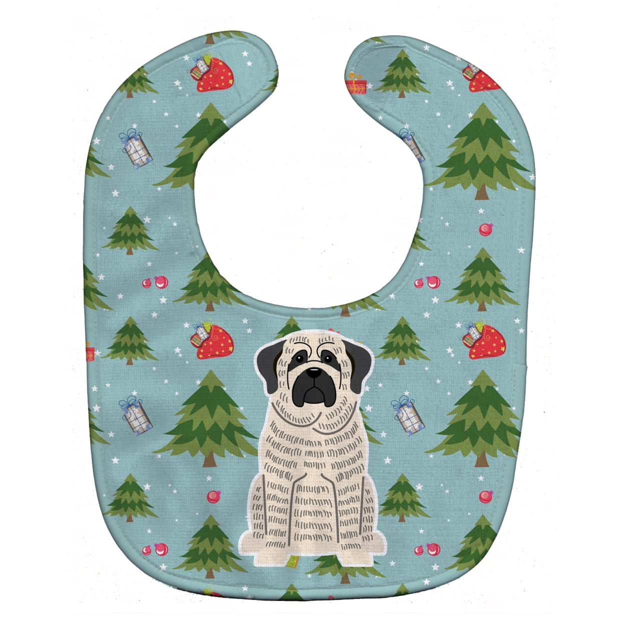 Bb4676bib Christmas Mastiff Brindle White Baby Bib