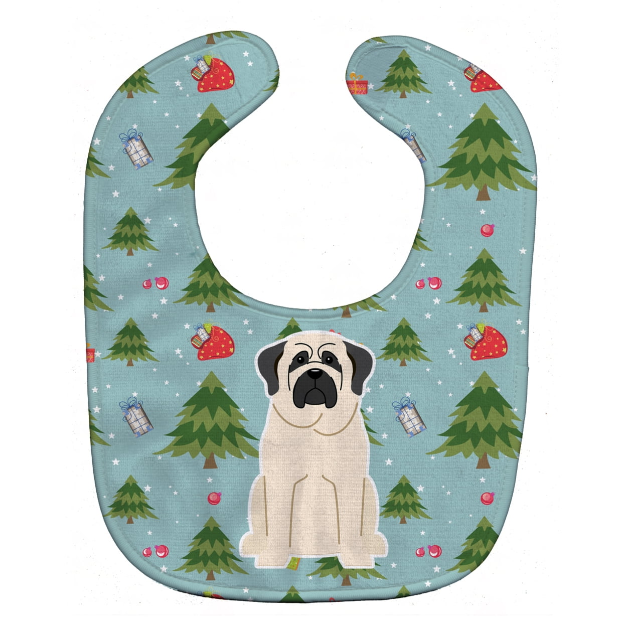 Christmas Mastiff White Baby Bib