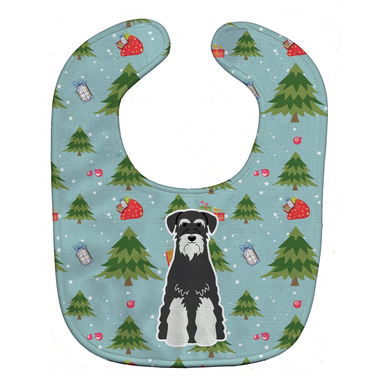 Bb4693bib Christmas Standard Schnauzer Salt & Pepper Baby Bib