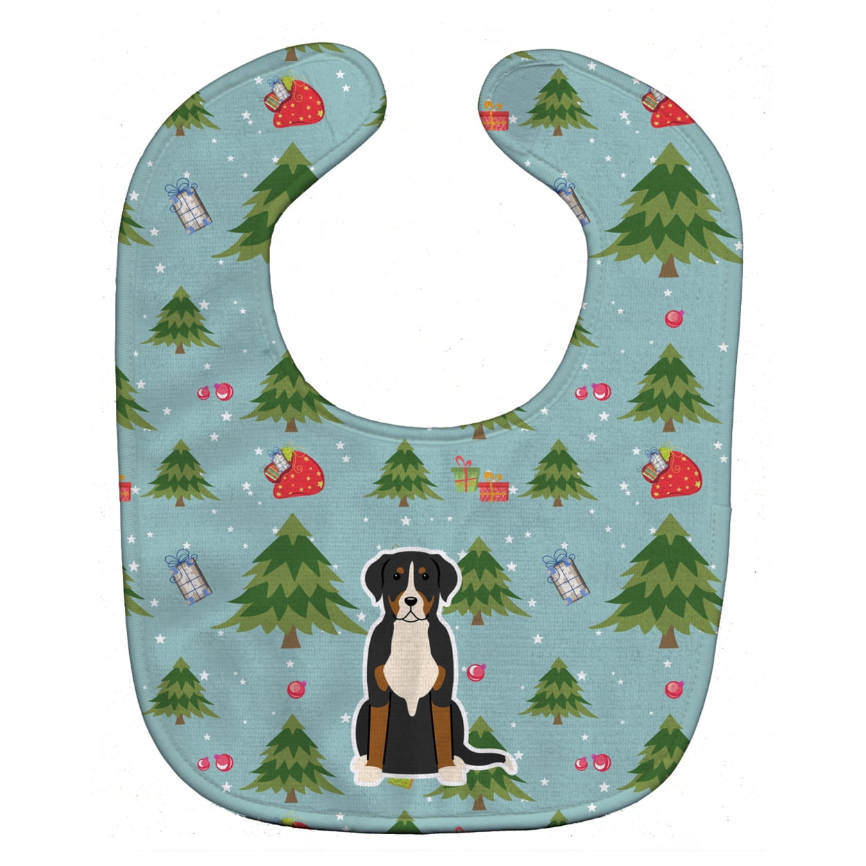 Bb4697bib Christmas Greater Swiss Mountain Dog Baby Bib