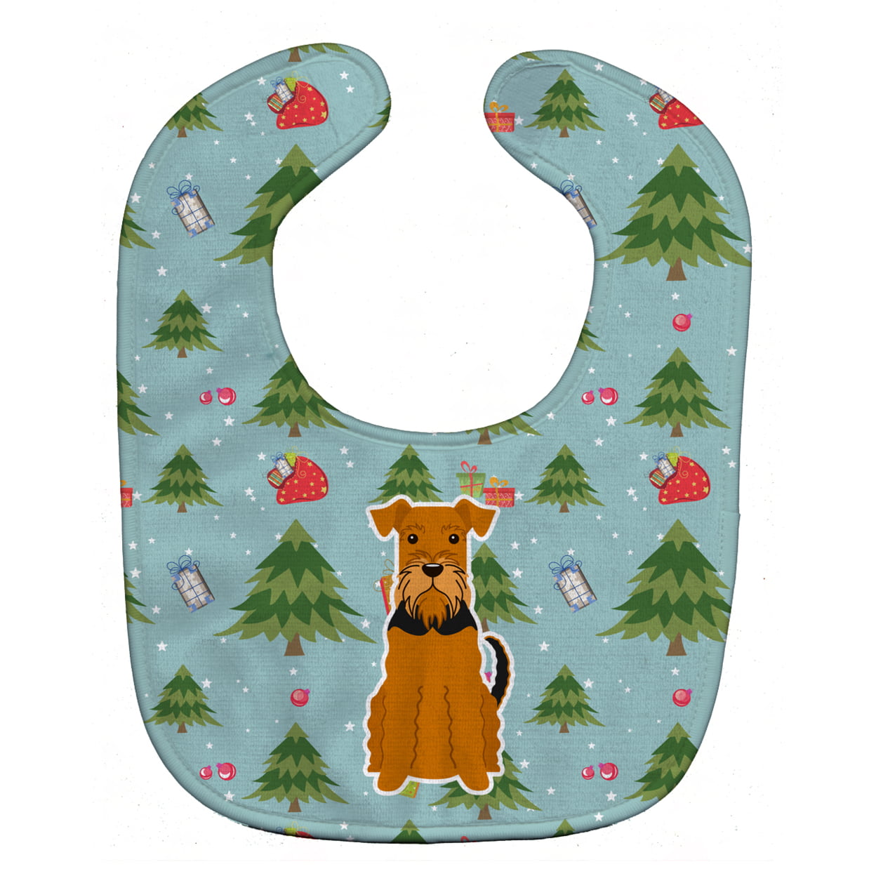 Bb4701bib Christmas Airedale Baby Bib