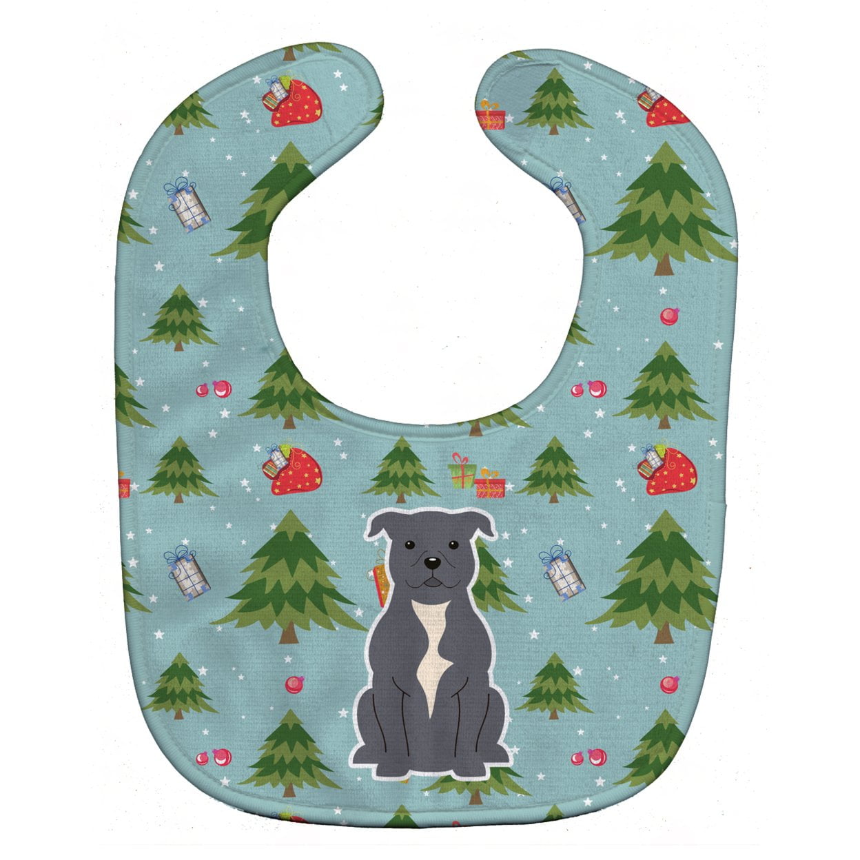 Bb4706bib Christmas Staffordshire Bull Terrier Blue Baby Bib