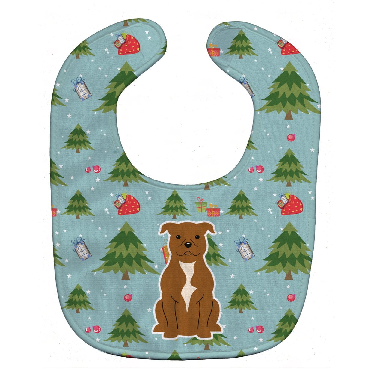 Christmas Staffordshire Bull Terrier Brown Baby Bib