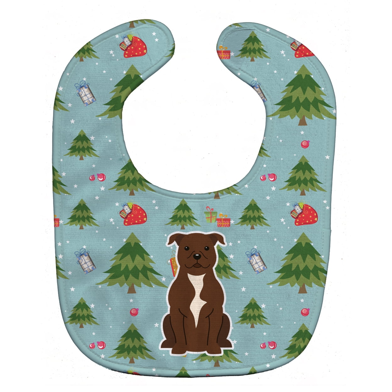 Bb4708bib Christmas Staffordshire Bull Terrier Chocolate Baby Bib