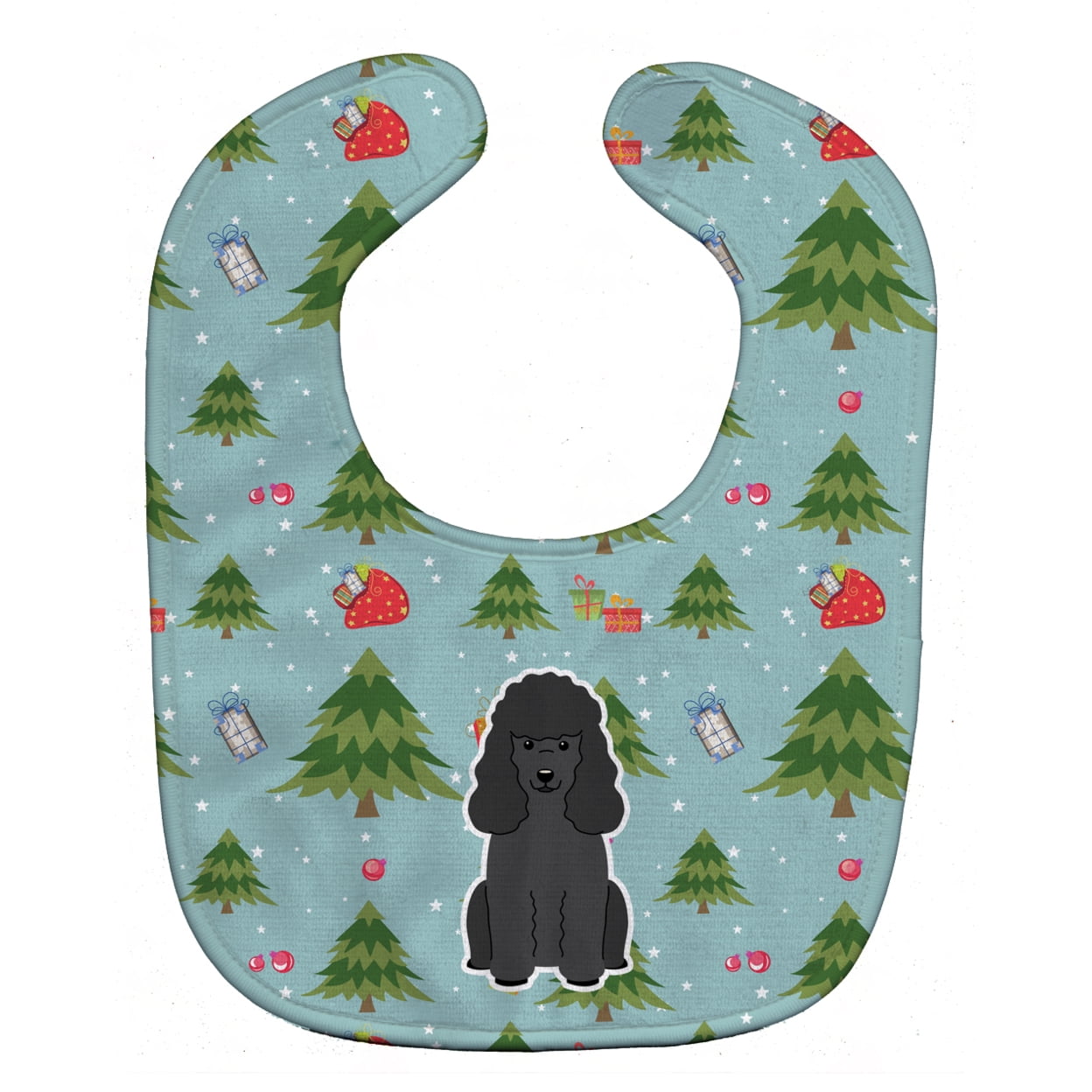 Bb4731bib Christmas Poodle Black Baby Bib