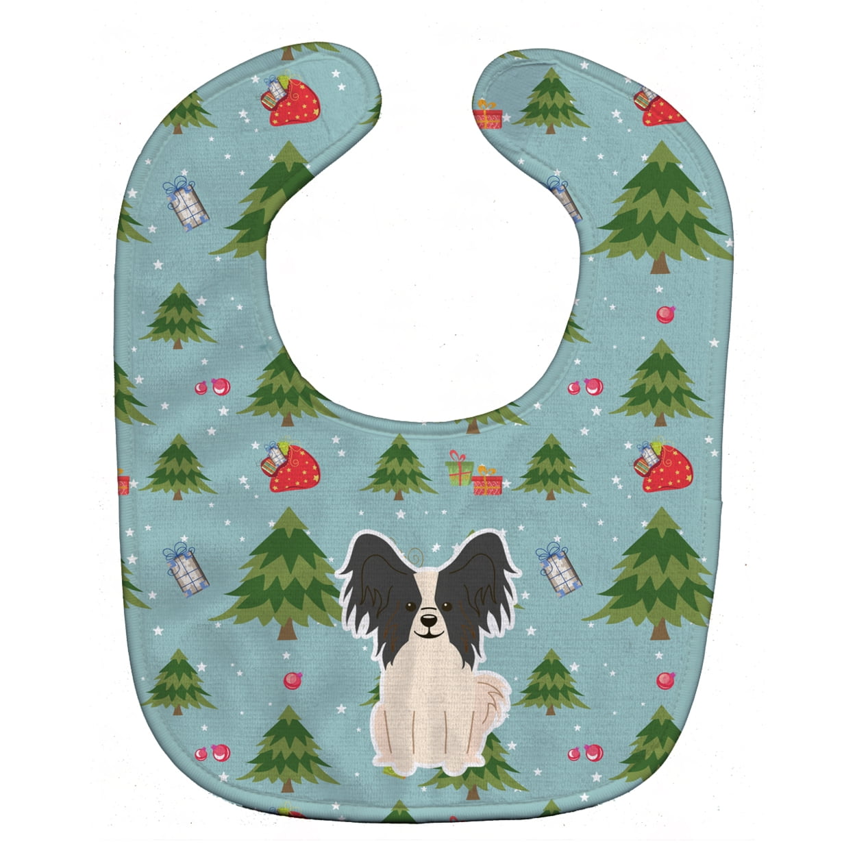 Bb4736bib Christmas Papillon Black & White Baby Bib