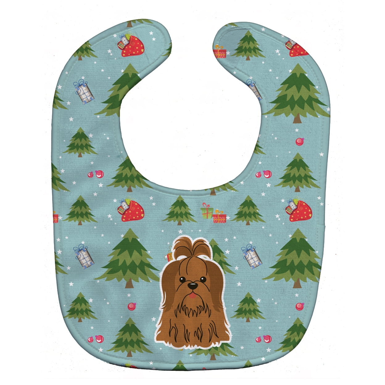 Christmas Shih Tzu Silver Chocolate Baby Bib