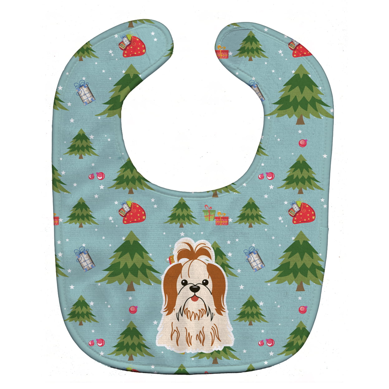 Bb4747bib Christmas Shih Tzu Red White Baby Bib