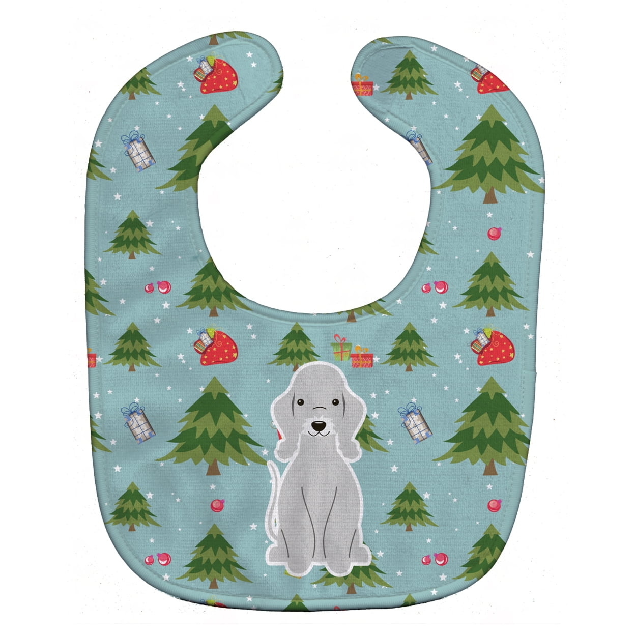 Bb4750bib Christmas Bedlington Terrier Blue Baby Bib