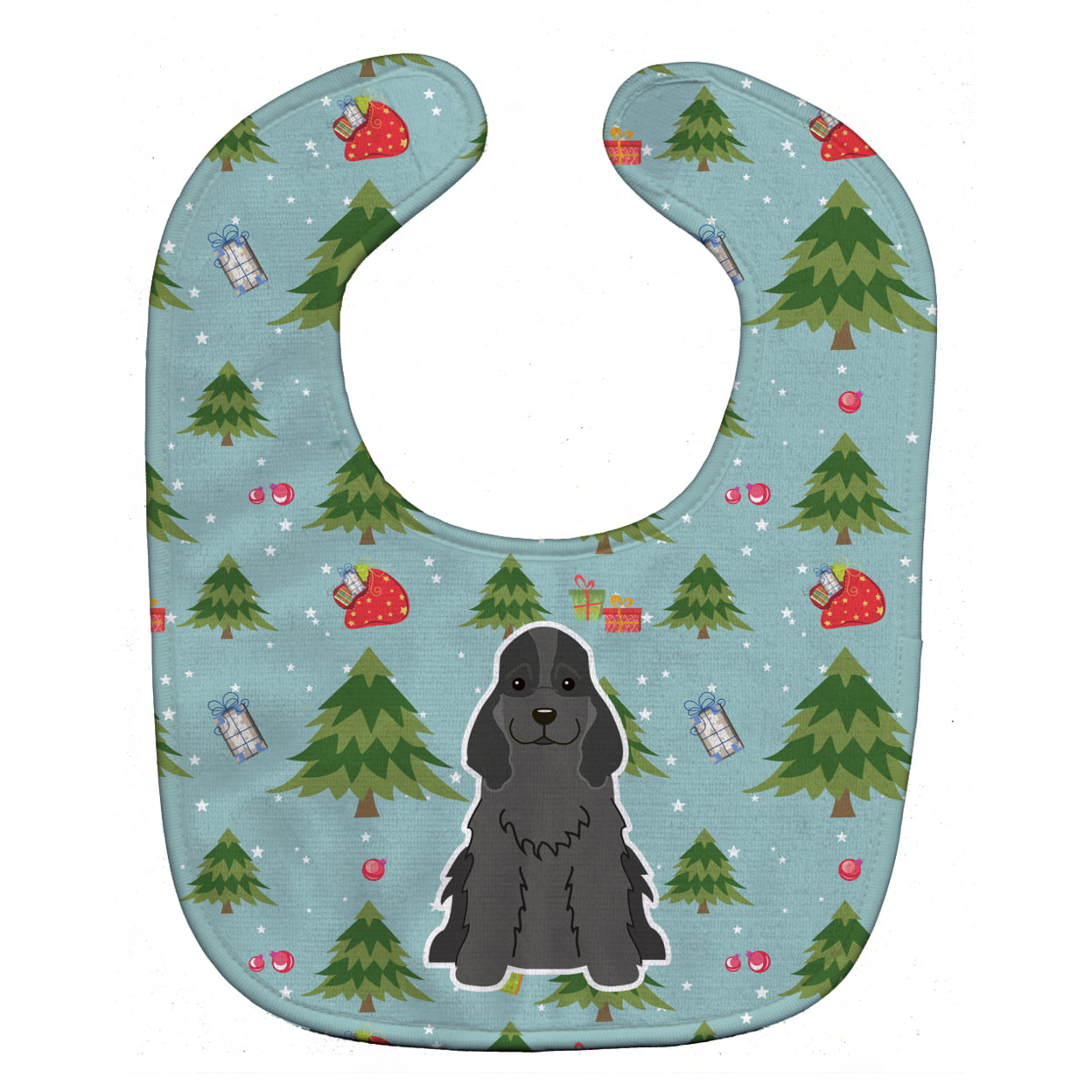 Bb4752bib Christmas Cocker Spaniel Black Baby Bib