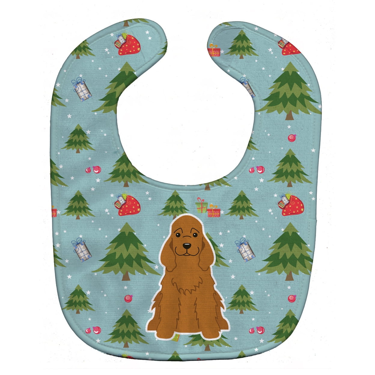 Bb4755bib Christmas Cocker Spaniel Red Baby Bib