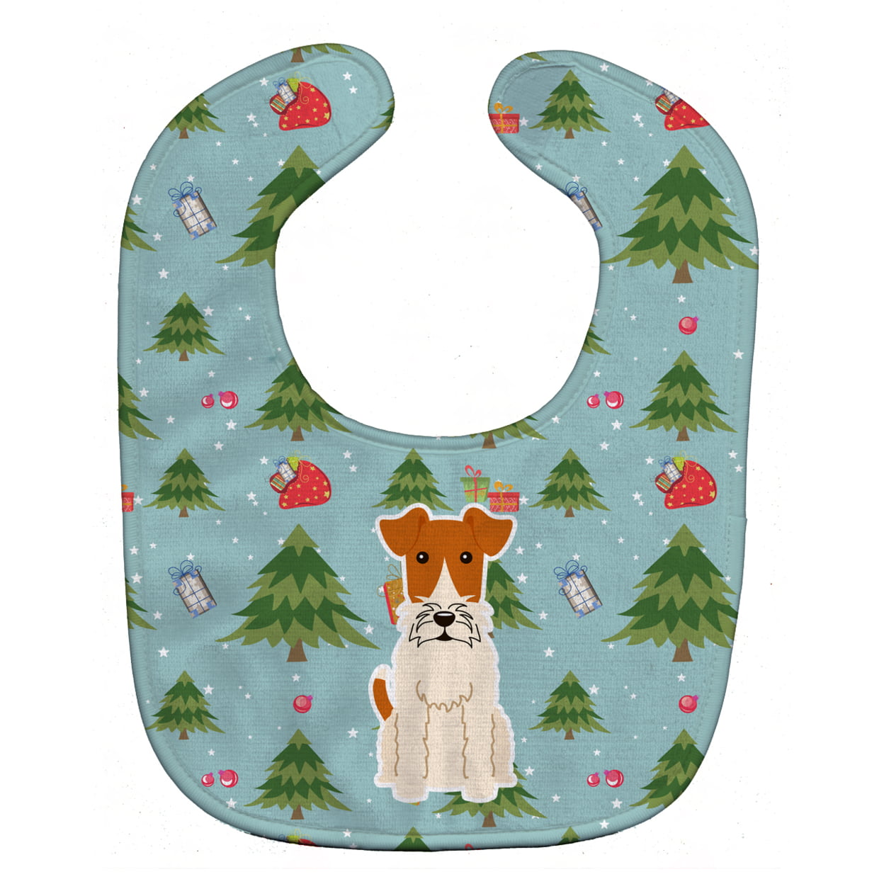 Bb4761bib Christmas Wire Fox Terrier Baby Bib