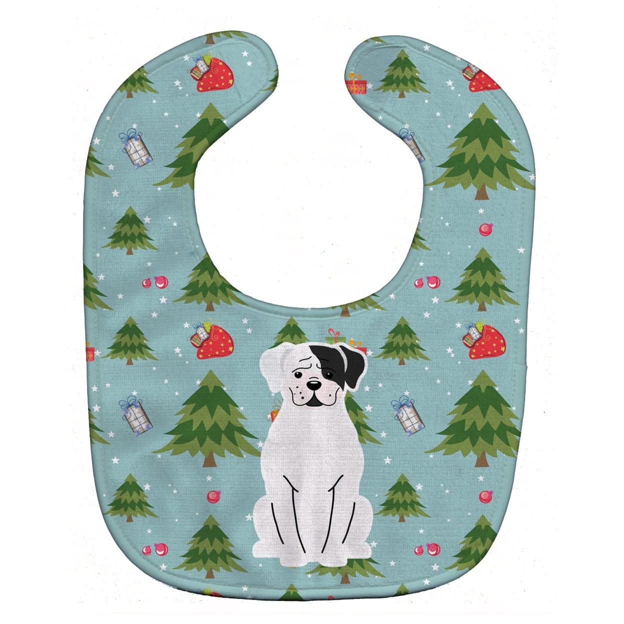 Bb4774bib Christmas White Boxer Cooper Baby Bib