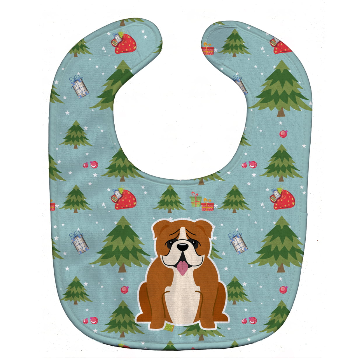 Bb4780bib Christmas English Bulldog Red White Baby Bib