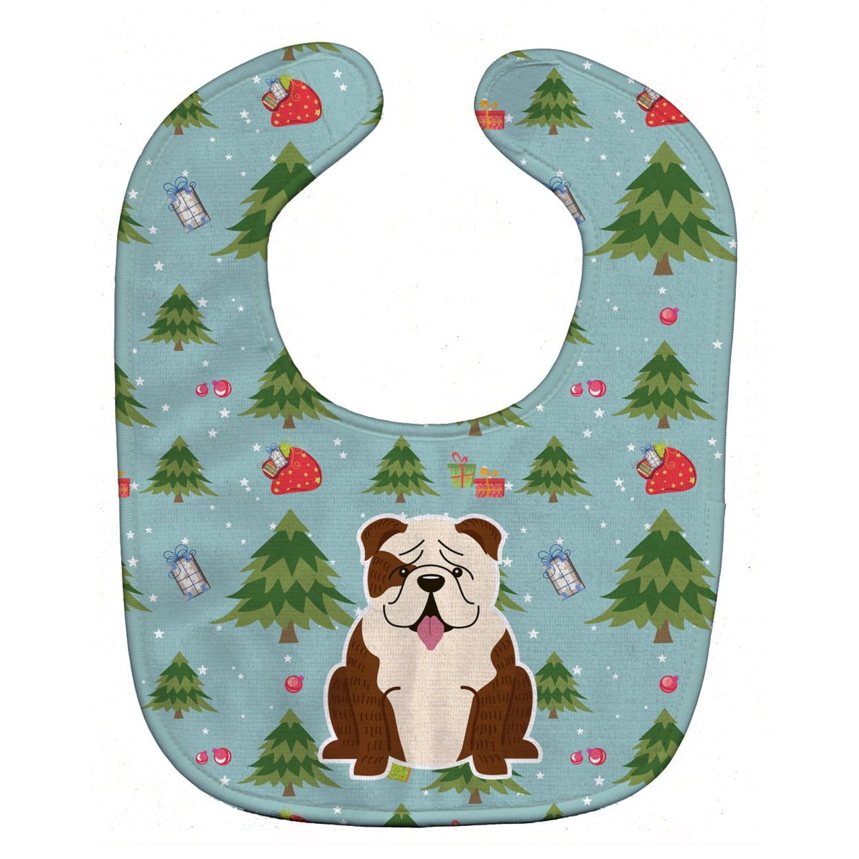 Bb4781bib Christmas English Bulldog Brindle White Baby Bib