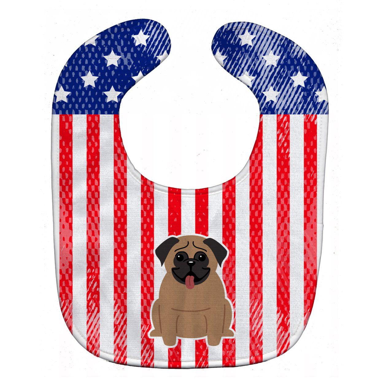 Bb3000bib Patriotic Usa Pug Brown Baby Bib